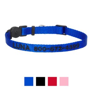 Frisco Nylon Personalized Breakaway Cat Collar with Bell, Blue, 8 to 12-in neck, 3/8-in wide