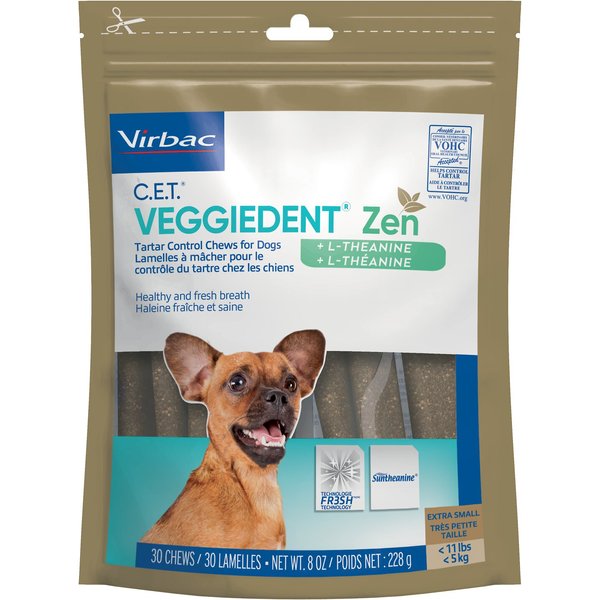 VIRBAC C.E.T. VeggieDent Zen Dental Chews for Medium Dogs, 30 count