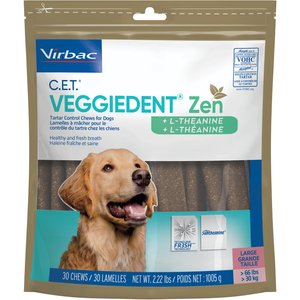 Virbac C.E.T. VeggieDent Zen Dental Chews for Large Dogs, over 66-lbs, 30 count