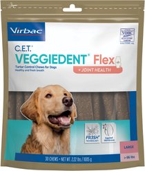 Virbac C.E.T. VeggieDent Flex + Joint Health Dental Chews for Large Dogs, over 66lbs, 30 count