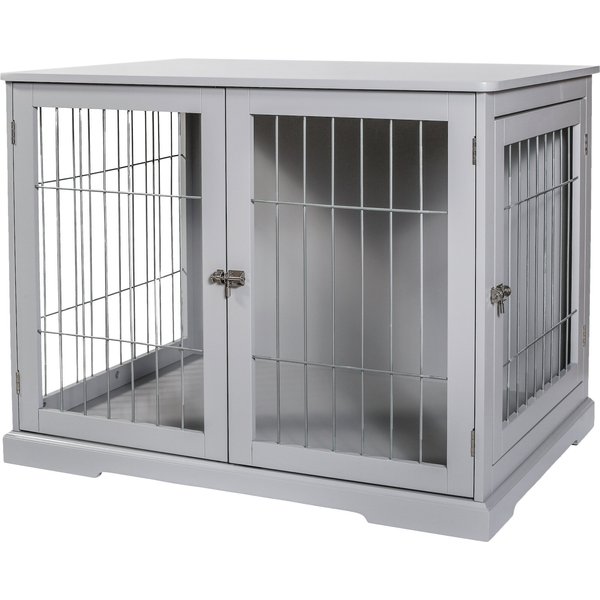 UNIPAWS Furniture Style Dog Crate, Weathered Gray, Large