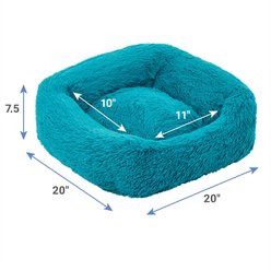 Frisco Eyelash Rectangular Bolster Cat & Dog Bed, Small, Teal slide 2 of 4