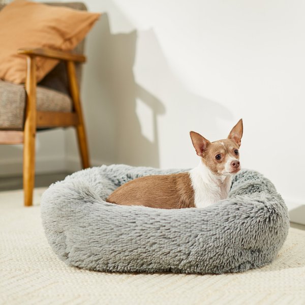Frisco Eyelash Rectangular Bolster Cat & Dog Bed, Small, Gray slide 1 of 5
