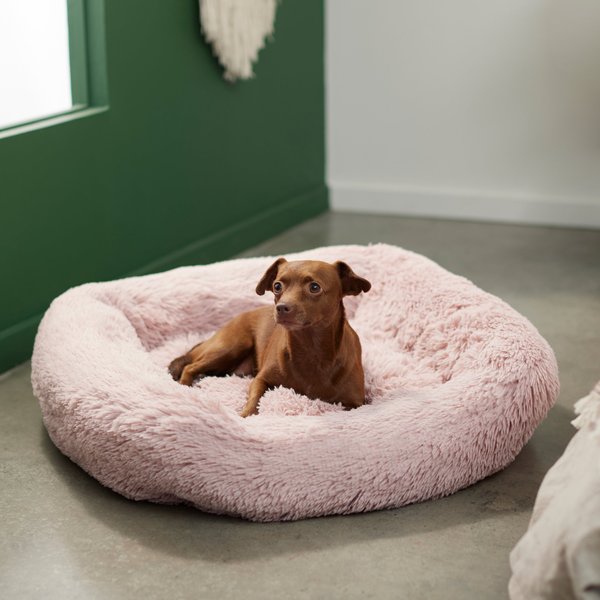 Frisco Eyelash Rectangular Bolster Cat & Dog Bed, Medium, Blush Pink slide 1 of 4