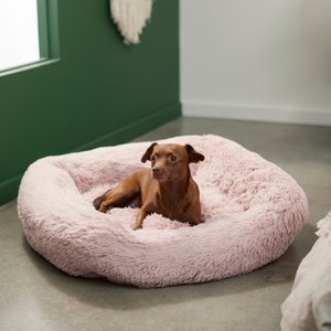 Frisco Eyelash Rectangular Bolster Cat & Dog Bed, Medium, Blush Pink