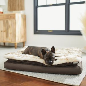 Frisco Faux Fur Orthopedic Pillowtop Dog Bed w/Removable Cover, Large, Brown