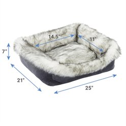 Frisco Faux Fur Rectangular Bolster Cat & Dog Bed, Medium, Gray slide 2 of 5