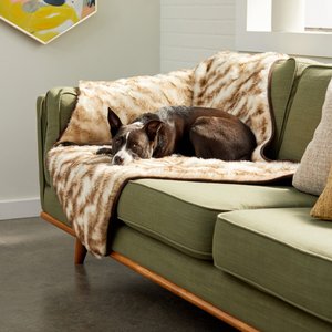 Frisco Faux Fur Cat & Dog Blanket, Brown, Large