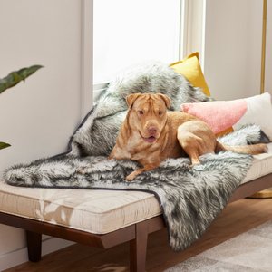 Frisco Faux Fur Cat & Dog Blanket, Gray, Large
