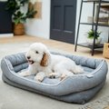 Frisco Chambray Double Bolster Cat & Dog Bed, Large