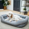 Frisco Chambray Double Bolster Cat & Dog Bed, Gray, Large