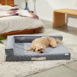 Frisco Chambray Orthopedic Corner Sofa Bolster Dog Bed w/Removable Cover, Large