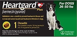 Heartgard Plus Chew for Dogs, 26-50 lbs, (Green Box), 1 Chew (1-mo. supply)