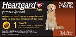 Heartgard Plus Chew for Dogs, 51-100 lbs, (Brown Box), 1 Chew (1-mo. supply)
