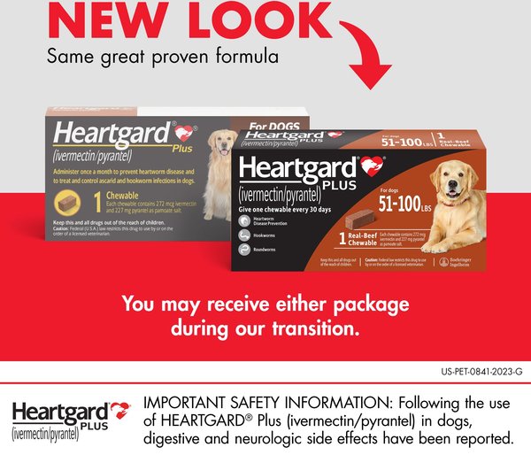 Heartgard Chewable Tablet for Dogs, 51-100 lbs, (Brown Box)
