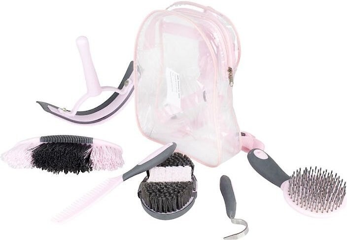 Horze Sweet Horse Grooming Kit & Carry Bag, Pink & Grey