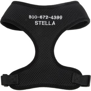 Frisco Small & Medium Breed Soft Mesh Personalized Back Clip Dog Harness, 18.5 to 24-in chest, Black