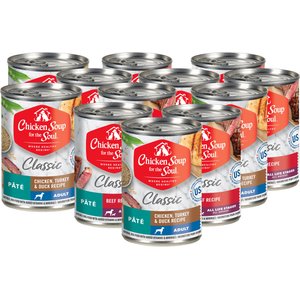 Chicken Soup for the Soul Classic Adult Chicken, Turkey & Duck Recipe & Beef Pate Recipe Wet Dog Food, 13-oz can, case of 12