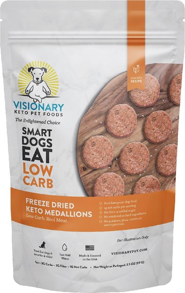 Visionary Pet Foods Keto Medallions Chicken Recipe Grain-Free Freeze-Dried Dog Food, 3.5-oz pouch slide 1 of 6