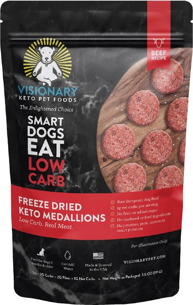 Visionary Pet Foods Keto Medallions Beef Recipe Grain-Free Freeze-Dried Dog Food, 3.5-oz pouch slide 1 of 6