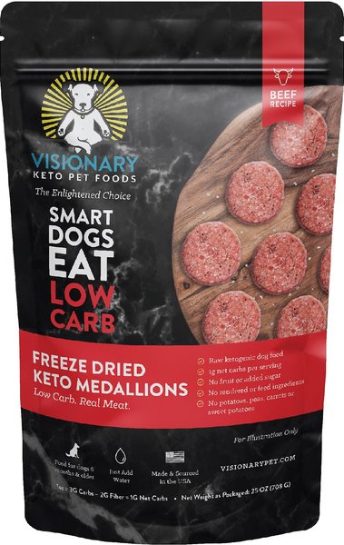 Visionary Pet Foods Keto Medallions Beef Recipe Grain-Free Freeze-Dried Dog Food, 25-oz pouch slide 1 of 6
