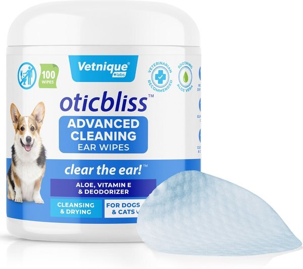 Vetnique Labs Oticbliss Advanced Cleaning, Soothing Aloe & Medicated Dog & Cat Ear Wipes, 100 count slide 1 of 10