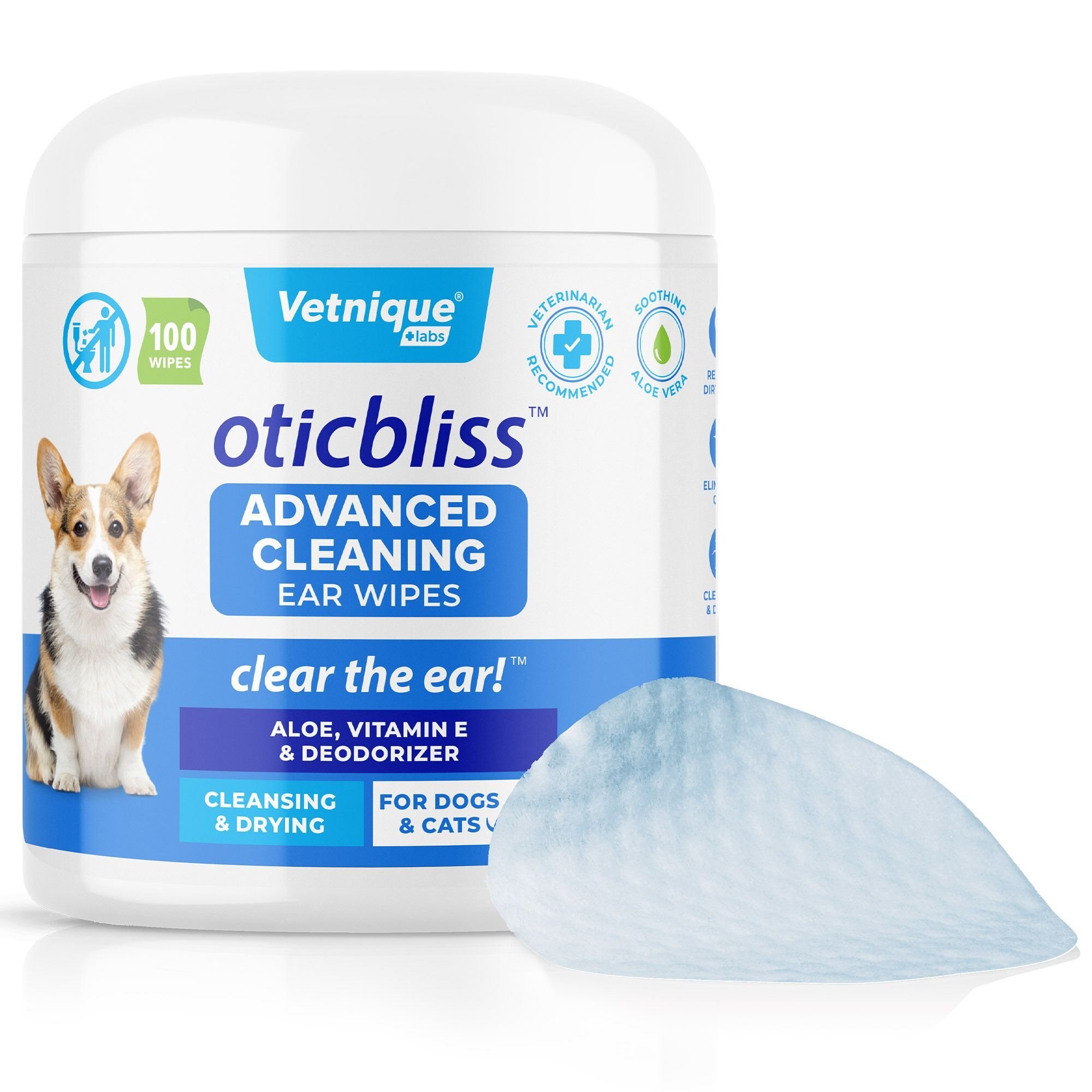 VETNIQUE LABS Oticbliss Advanced Cleaning, Soothing Aloe & Medicated