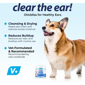 Vetnique Labs Oticbliss Advanced Cleaning, Soothing Aloe & Medicated Dog & Cat Ear Wipes, 100 count