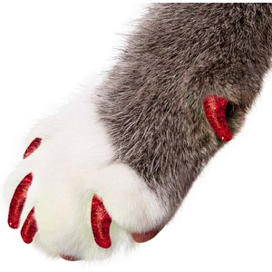 Purrdy Paws Soft Cat Nail Caps, 20 count, Ruby Red Glitter, Kitten