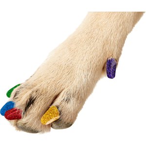 Purrdy Paws Soft Dog Nail Caps, 40 count, Rainbow Glitter, XX-Large