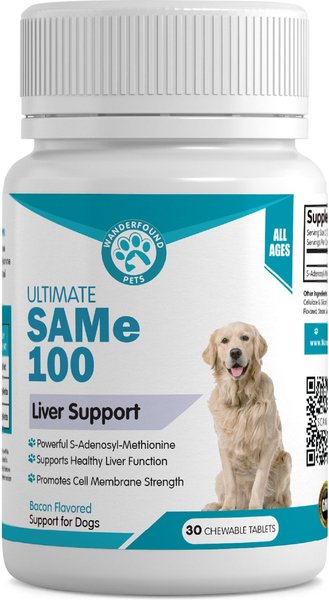 Wanderfound Pets SAMeLQ 100 Liver Support Bacon Flavor Dog Supplement, 30 count slide 1 of 8