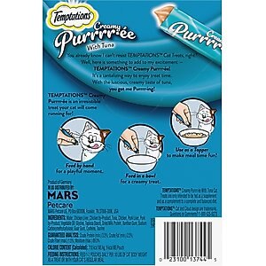 Temptations Creamy Puree with Tuna Lickable Cat Treats, 0.425-oz pouch