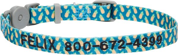 Frisco Pineapple Polyester Personalized Breakaway Cat Collar with Bell, 8 to 12-in neck, 3/8-in wide slide 1 of 6