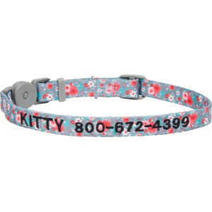 Frisco Rose Polyester Personalized Breakaway Cat Collar with Bell, 8 to 12-in neck, 3/8-in wide