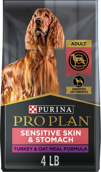 Purina Pro Plan Sensitive Skin & Stomach Adult w/Probiotics Turkey & Oat Meal Formula High Protein Dry Dog Food, 4-lb bag slide 1 of 10