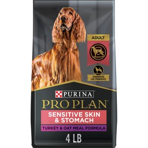 Purina Pro Plan Sensitive Skin & Stomach Adult with Probiotics Turkey & Oat Meal Formula High Protein Dry Dog Food, 4-lb bag