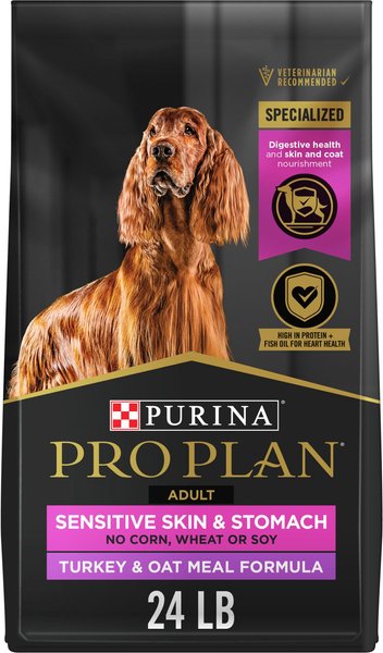 Purina Pro Plan Sensitive Skin & Stomach Adult with Probiotics Turkey & Oat Meal Formula High Protein Dry Dog Food, 24-lb bag slide 1 of 10