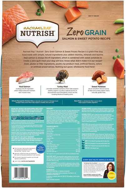 RACHAEL RAY NUTRISH Zero Grain Salmon Sweet Potato Recipe Grain Free Dry Dog Food 11.5 lb bag Chewy