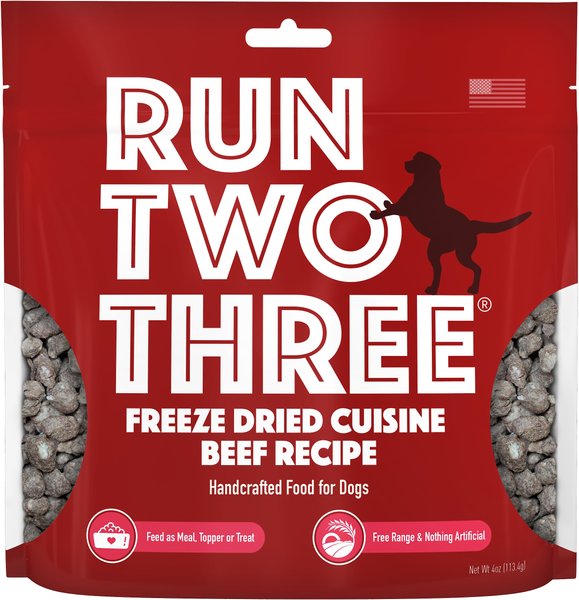 Run Two Three Beef Recipe Freeze-Dried Cuisine Dog Food, 4-oz bag slide 1 of 6