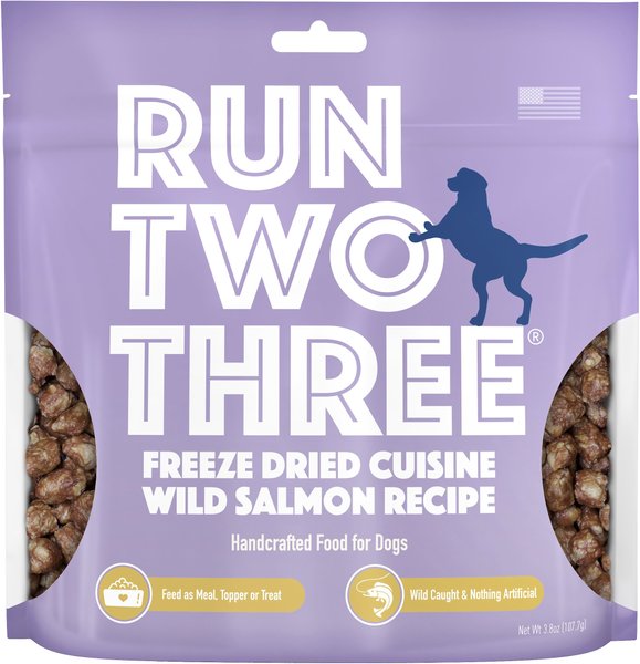 Run Two Three Wild Salmon Recipe Freeze-Dried Cuisine Dog Food, 3.8-oz bag slide 1 of 6