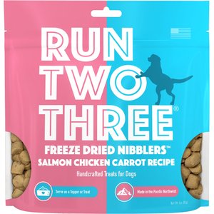 Run Two Three Salmon Chicken Carrot Recipe Freeze-Dried Nibblers Dog Treats, 3-oz bag