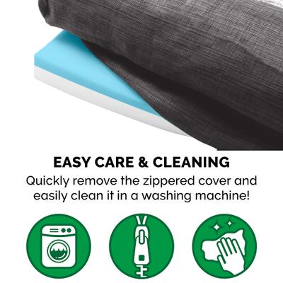 Show full view: FurHaven Luxe Fur & Performance Linen Cooling Gel Top Sofa Cat & Dog Bed with Removable Cover, Charcoal, Jumbo slide 8 of 10