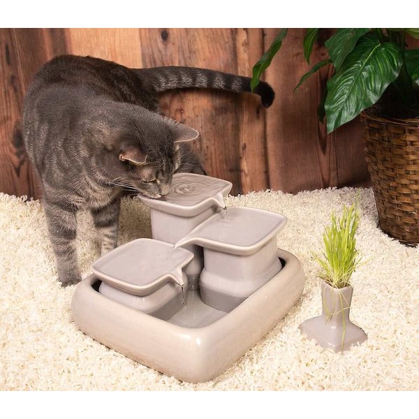 MIAUSTORE Dog & Cat Ceramic Water Fountain, 115oz, Grey