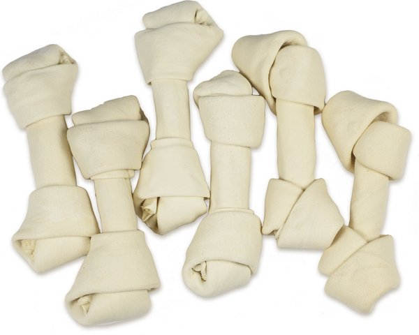 All Natural White 6-in Knotted Rawhide Bones Dog Chew Treats, 6 count slide 1 of 9