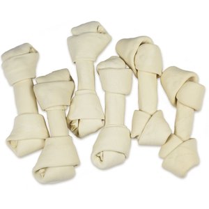 All Natural White 6-in Knotted Rawhide Bones Dog Chew Treats, 6 count