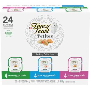Fancy Feast Petites Gourmet Gravy Collection Variety Pack Wet Cat Food, 24 servings, 2.8-oz, case of 12