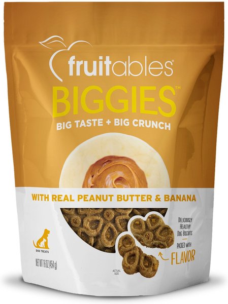Fruitables Biggies with Real Peanut Butter & Banana Dog Treats, 16-oz bag slide 1 of 6