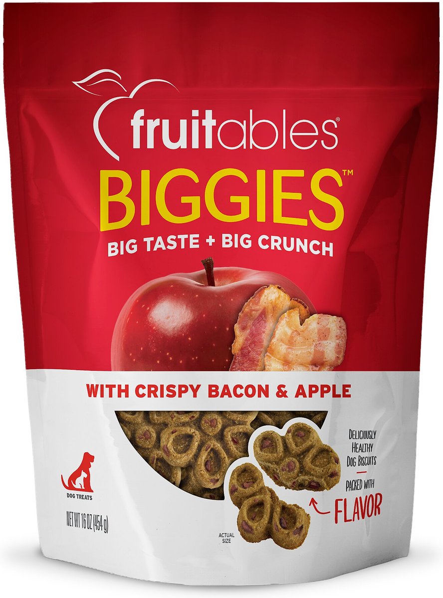 Fruitables Biggies with Real Crispy Bacon & Apple Dog Treats, 16-oz bag