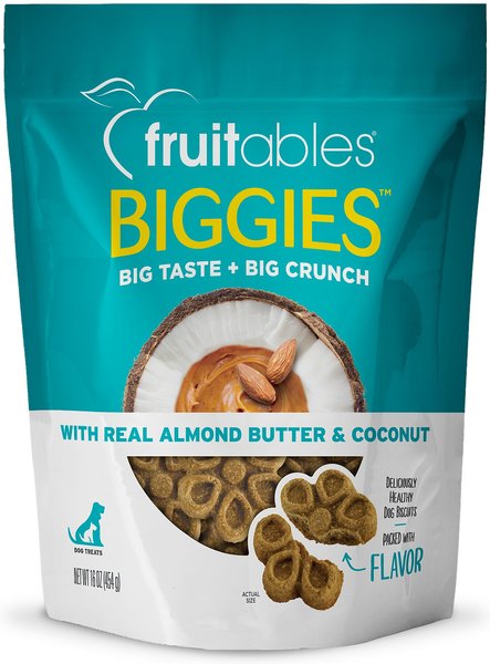 Fruitables Biggies with Real Almond Butter & Coconut Dog Treats, 16-oz bag slide 1 of 5