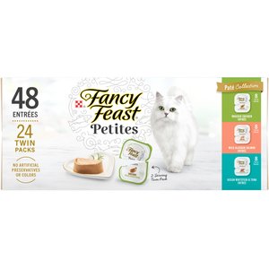 Fancy Feast Gourmet Petites Pate Collection Variety Pack Wet Cat Food, 24 servings, 2.8-oz tray, case of 24